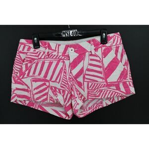 Lilly Pulitzer Walsh short Pink White Yacht Sea Sailboat Print size 8
